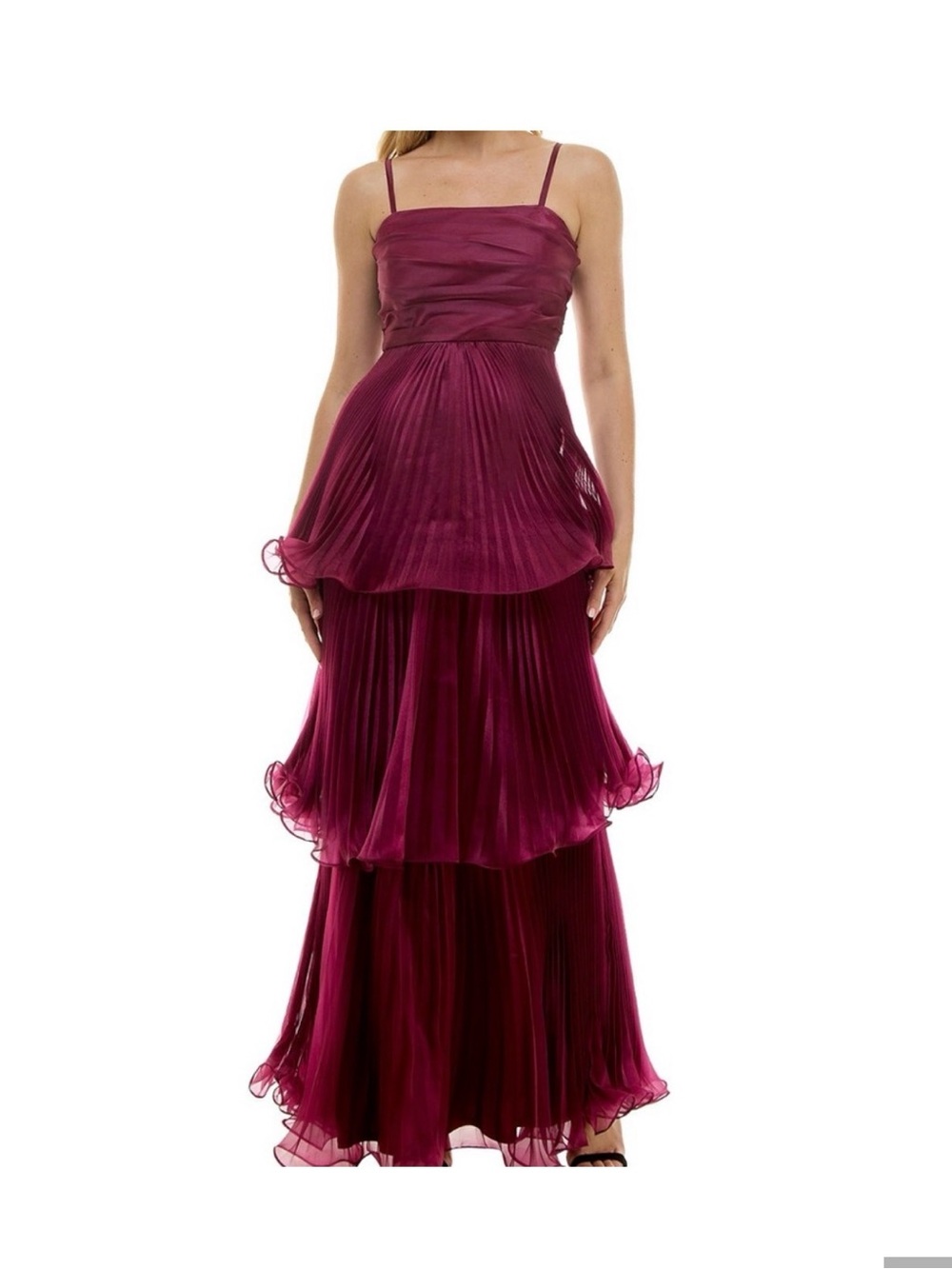 Taylor Tiered Maxi Dress in Burgundy- size 6 US, NWT
